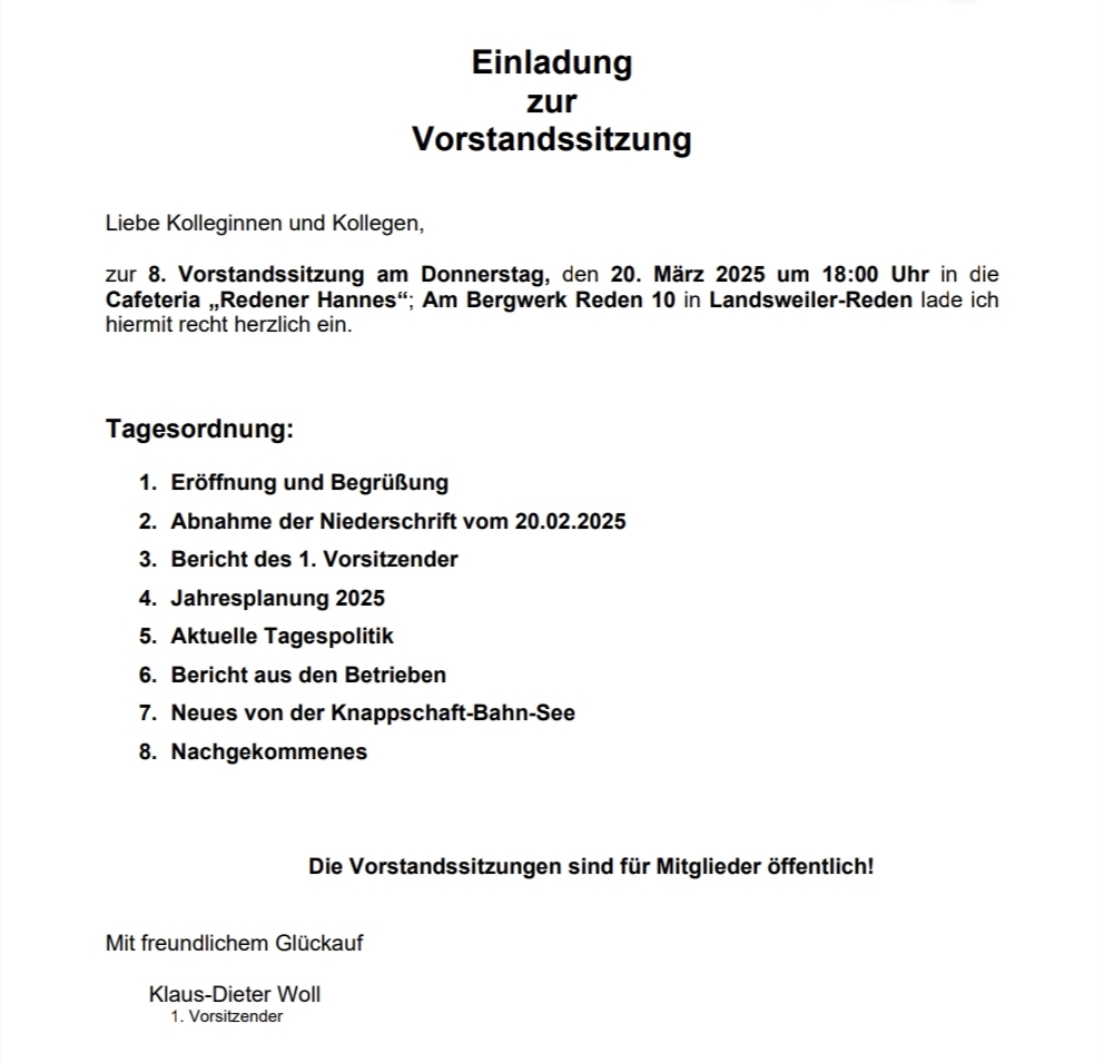 8.Vorstandssitzung